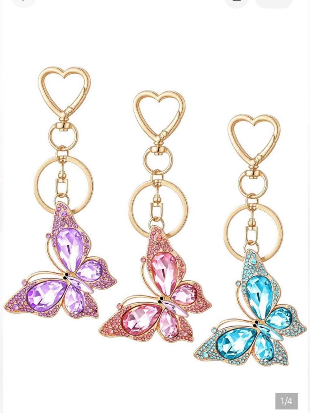 NEW Butterfly Keychain/bag charm  with Heart Clasp